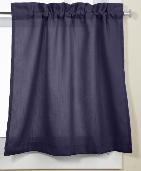 Lorraine Home Fashions Ribcord Tier Curtain Pair, 54-Inch x 36-Inch, Navy