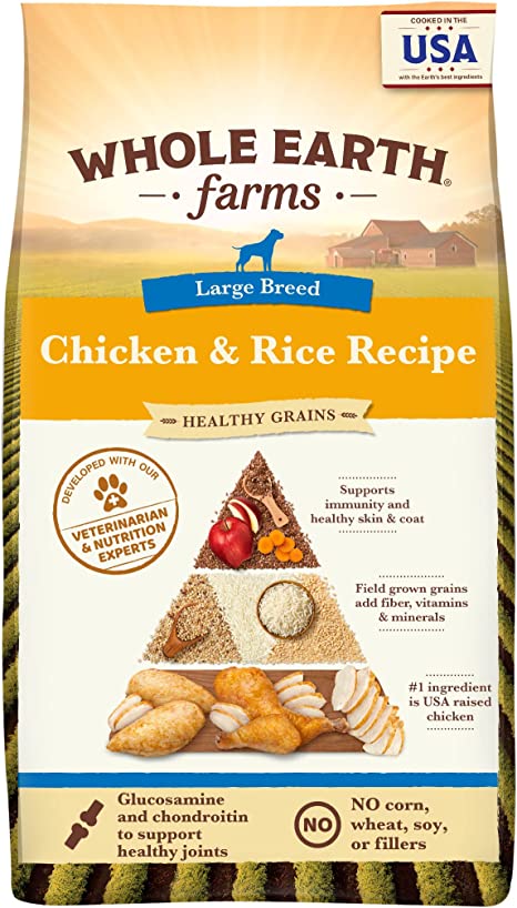 Whole Earth Farms Healthy Grains Dry Dog Food, Large Breed Chicken and Rice Recipe - 12 lb Bag