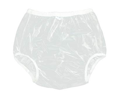 Haian Adult Incontinence Pull-on Plastic Pants Color Transparent White (Small)