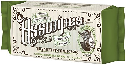ASSWIPES Flushable Cleaning Hygiene Wipes with Aloe and Vitamin E! Made for Bathroom, Body, Baby, Feet and Face! Alcohol, Paraben, and Fragrance FREE for Sensitive Skin! (1 Pack)
