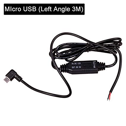 HitCar Car DC 12V to 5V Power Inverter Hard Wired Converter Kit Charger Adapter Extension Cord Cable Micro USB Left Angle for GPS Tablet Phone PDA DVR