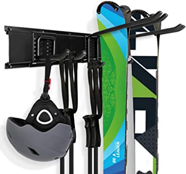 Odoland Ski Rack, 3 Pairs of Ski Snowboard Rack Wall Mount, Home and Garage Ski Storage Rack Wall Mount, Hold up to 300lbs