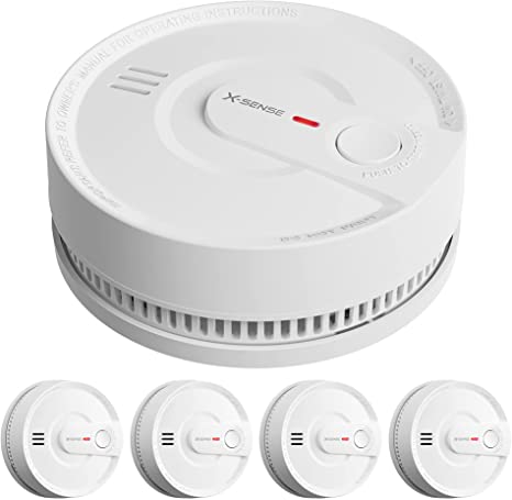 X-Sense Smoke Alarm, 10-Year Battery Fire Alarm Smoke Detector with LED Indicator & Silence Button, SD2K0AX, Pack of 5