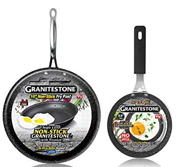 GRANITESTONE 10" Frying Pan Skillet with 5.5” Eggpan, Non-stick, No-warp, Mineral-enforced, PFOA-Free, Dishwasher-safe As Seen On TV