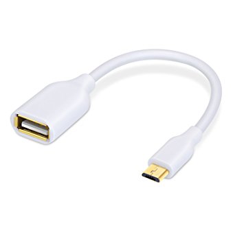 Besgoods Micro USB 2.0 OTG Cable, On The Go Host Adapter Male Micro USB to Female USB for Samsung S6 Edge S4 S3 Android NEXUS 4 Smart Phones Tablets with OTG Function 6 Inch White