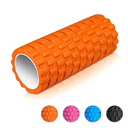 ENKEEO Foam Roller 13" X 6" EVA with Grid Design Muscle Rollers for Deep Tissue Myofascial Release, Sports Massage and Recovery, Trigger Point Therapy, Pilates & Yoga ( Black / Blue / Orange / Pink )