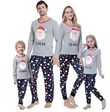 MyFav Christmas Pajamas for Family Cute Snowman Print Long Sleeve PJS Set