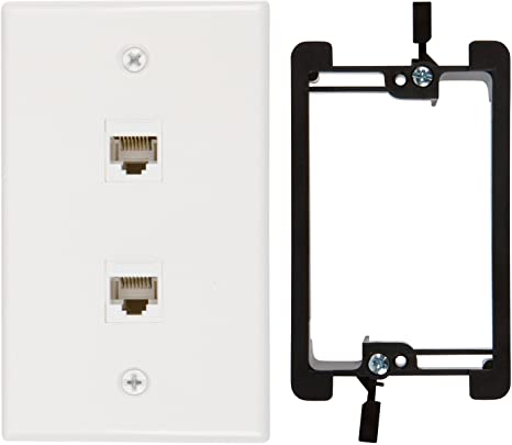 Buyer's Point 2 Port Cat6 Wall Plate, Female-Female White with Single Gang Low Voltage Mounting Bracket Device (2 Port)