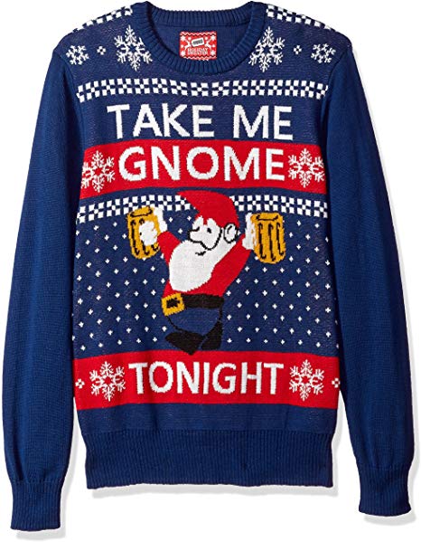 Hybrid Apparel Men's Take Me Gnome Tonight Ugly Christmas Sweater