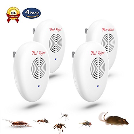 NEW 2018 Ultrasonic Pest Repeller(4-Pack)-Electronic Pest Control Plug In-Pest Repeller for Insect for Indoor and Outdoor,Repellent For Mice,Mosquitoes,Cockroaches,Ants,Rodents, Flies,Spiders,Bugs