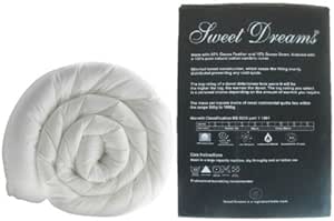 Sweet Dreams Goose Feather & Down Double Bed Duvet/Quilt 13.5 Tog, White, Boxed Cambric Cotton Cover