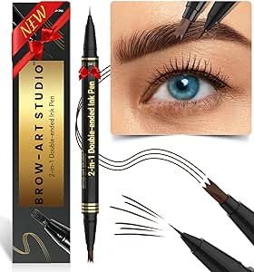 iMethod Microblading Eyebrow Pencil - Brow Pencil 2-in-1 Dual-Ended Eyebrow Pen with 3-Prong Micro-Fork-Tip Applicator & Precise Brush-Tip Creates Natural-Looking Brows, Stay on All Day, Dark Brown