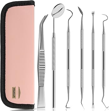 Professional Dental Tartar Scraper Tool - Dental Pick, Double Ended Tartar Remover for Teeth, Plaque Remover, Tooth Scraper (Pink)