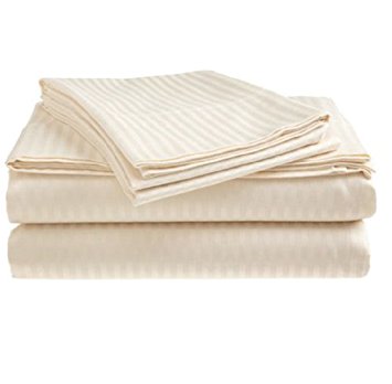 Home Couture 1500 Series Luxury Soft Wrinkle Resistant Striped TWIN Sheet Set, IVORY