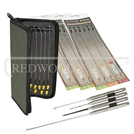 Carp Fishing Rig Wallet/Board And 20 Pins   18 Hair Rigs   4 Piece Needle Set by Redwood