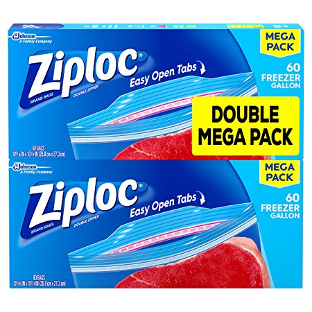 Ziploc Freezer Bags Gallon Mega Pack, 120 Count