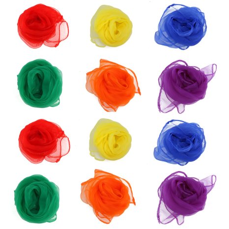 NUOLUX Rhythm Band Scarves Juggling Dance Scarves 12pcs Assorted Color