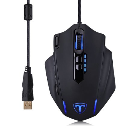 High Precision 4000 DPI Wired USB Gaming Mouse for PC 11 Programmable Buttons 5 User Profiles Macro Editing with CD Driver - Surface Support
