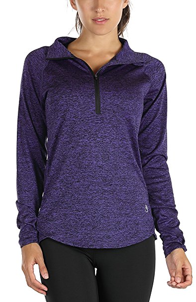 icyzone Women's Workout Yoga Track Jacket 1/2 Zip Long Sleeve Running Shirt