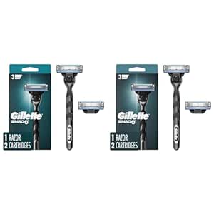 Gillette Mach3 Razor for Men, 1 Razor Handle   2 Blade Refills (Pack of 2)