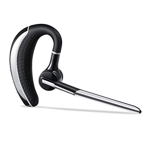 Bluetooth Headset, Phone Wireless Earpiece for Cell Phones Ultralight Hands Free Earbuds with Mic for Office/Workout/Driving-Silver