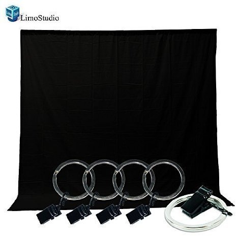 LimoStudio Photo Video Photography Studio 5x10ft Black Muslin Backdrop Background Screen with 5x Backdrop Holder Kit AGG1337