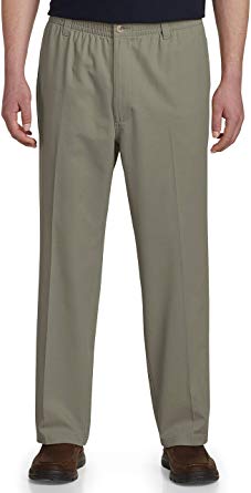 Harbor Bay by DXL Big and Tall Elastic-Waist Twill Pants - Updated Fit
