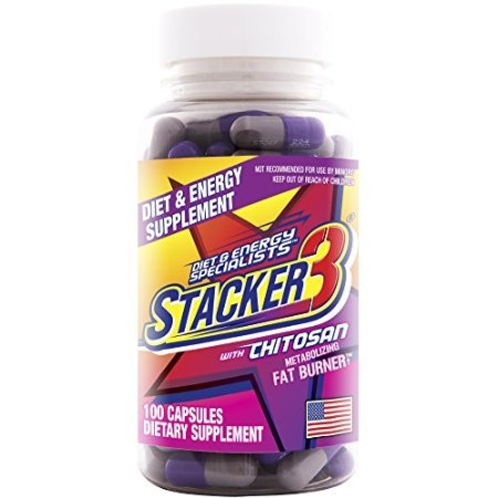 Stacker 3 Metabolizing Fat Burner with Chitosan, Capsules, 100-Count Bottle (Pack of 3)
