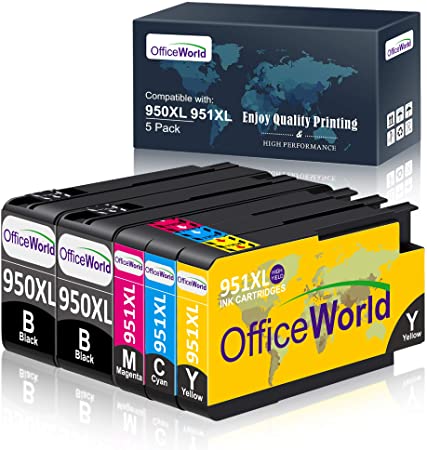 OfficeWorld Compatible Ink Cartridge Replacement for HP 950 951 950XL 951XL Works with Officejet Pro 8600 8610 8620 8630 8640 8625 8615 8100 251dw 271dw 276dw Printer (2Black,1Cyan,1Magenta,1Yellow)