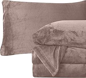 Elegant Comfort Luxuriously Soft 4-Piece Velvet Plush Flannel Sheet Set - Premium Quality - Cozy Warm, Anti-Static, Non Pilling Fuzzy Velvet Flannel Fleece Deep Pocket Sheet Set - King, Rose