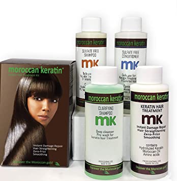 Moroccan Keratin for Brazilian Keratin Hair Treatment Proven Formula 120ml X4 with Sulfate Free Shampoo Conditioner and Clarifying Shampoo Best in USA