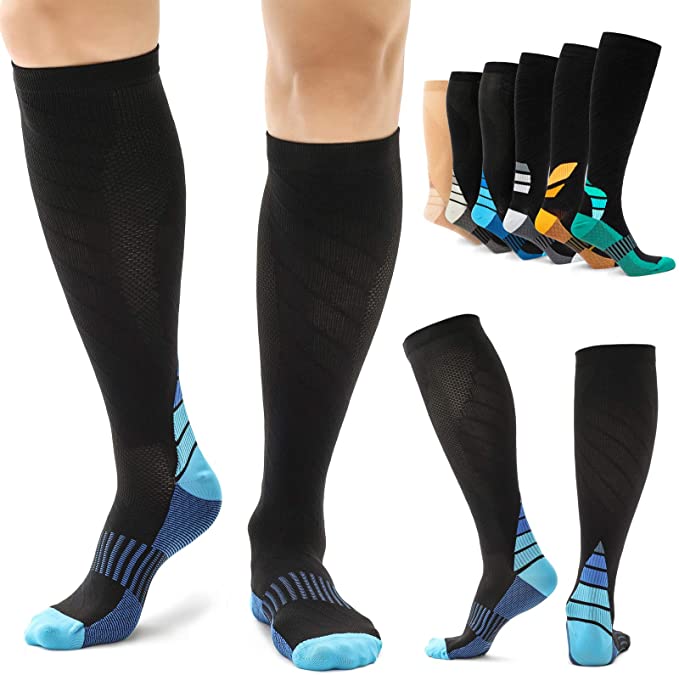 Alvada Compression Socks Women & Men with Foot Massage Pad and Arch Support 1 Pair