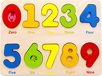 Aile Wooden Preschool Learning Number Puzzles Toys for Kids Age 2-4， Educational Toys