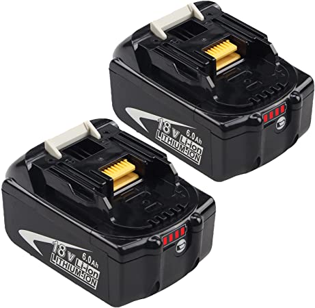 2Packs 【18 Volt 6.0Ah BL1860B】 Replacement Battery Compatible with Makita 18V Battery Lithium BL1860 BL1850 BL1845 BL1840 BL1830 BL1820 BL1815 LXT400 194204-1