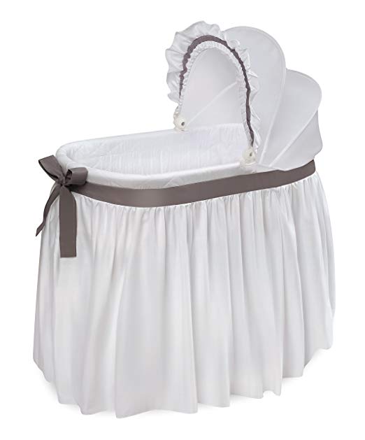 Wishes Oval Rocking Baby Bassinet with Bedding, Storage, and Pad