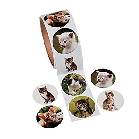 OTC - 100 Adorable KITTY CAT Stickers Kitten/KITTIES, Roll of 100