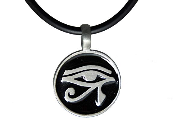 exoticdream Egyptian Udjat Eye of Ra Horus Scarab Pewter Pendant