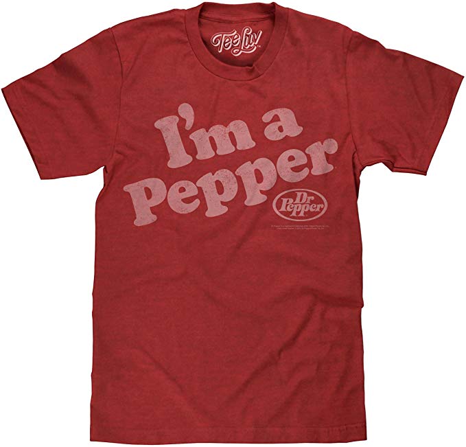 Tee Luv Dr Pepper T-Shirt - I'm A Pepper Crimson Dr Pepper Logo Shirt