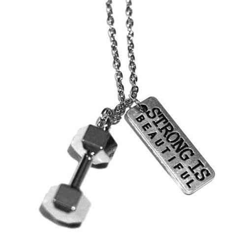 SENFAI Hot Sale Anti-silver Plated Weight Lifting Barbell Kettlebell Fitness Bodybuilding Pendant Necklace