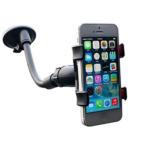 Eagwell Double Clip 360 Rotating Flexible Car Mount Cell Phone Holder Stand - Black