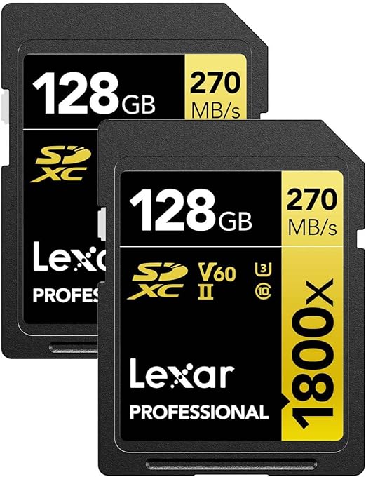 Lexar LSD1800128G-B2NNU Professional Sdxc Memory Card 1800x 128gb Class 10 Uhs-ii U3 Gold Series 2/pk