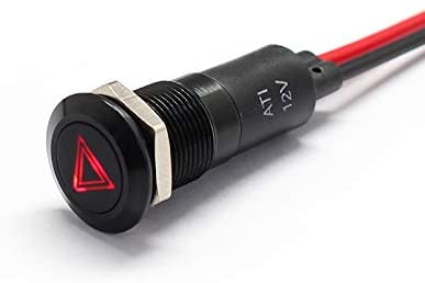 Alpinetech PLB12MS 12mm 1/2" 12V LED Metal Signal Indicator Pilot Dash Light (Hazard Light)