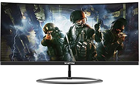 Sceptre 30-inch 21:9 Curved Gaming Monitor C305W-2560UN 2560x1080p Ultra Wide Ultra Slim HDMI DisplayPort up to 85Hz 1ms MPRT AMD FreeSync FPS-RTS Build-in Speakers, Metal Black 2020