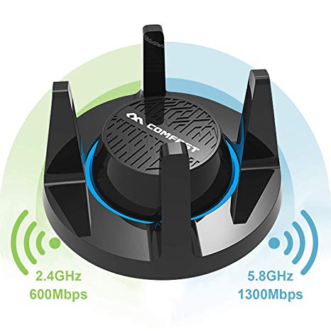 AC1900 WiFi Adapter USB 3.0, 1900Mbps Dual Band with 2.4G 600Mbps/5.8G 1300Mbps, 4x3dBi External Antennas, Long Range Wi-Fi Adapter,Compatible with Windows XP/7/8/8.1/10, Mac OS 10.6~10.13