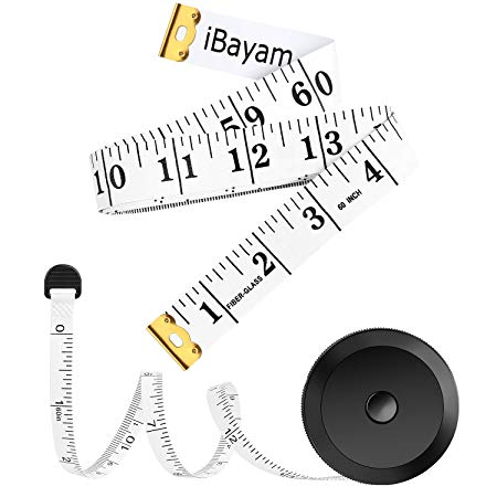 Measuring Tape for Body, 2 Pack Tape Measure for Body Sewing Fabric Tailor Cloth Craft Weight Loss Measurements, 60-Inch Soft White & Retractable Black Dual Sided Tape Measure Body Measuring Tape Set