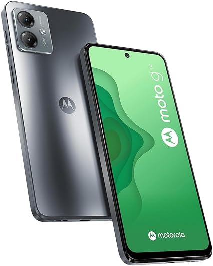 Motorola Moto G14 Dual SIM (2023) 4G LTE (4/128GB) 6.5" IPS LDC Display | Android 13 | 50MP Rear Camera | 5000mAh Battery | International Model - (Steel Gray)