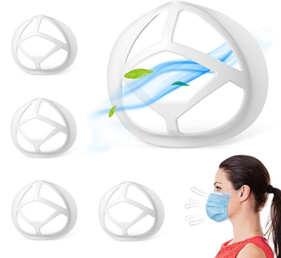 10 Pcs 3D Face Bracket for Comfortable Breathing, Lipstick Protector Face Covering Inner Support Frame Washable Reusable (Large-Adult, Translucent)