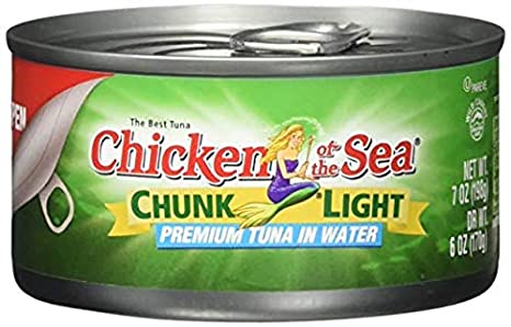 Chicken of the Sea Tuna Chunk Light in Water, Premium Tuna In Water, 7-OZ Cans (Pack of 24)