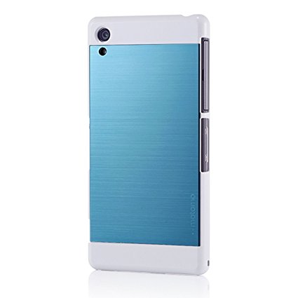 Xperia Z2 Case, MOTOMO [Blue] SONY Xperia Z2 Case Aluminum [Brushed Aluminum] Metal Cover Protective Case - Aqua Blue/White (61Z2PCIMAC-BL)