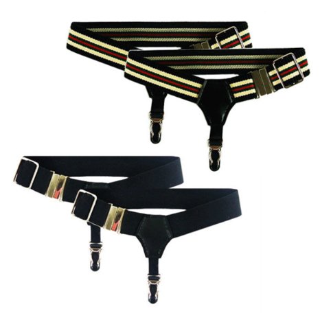 NAVA 2 Pairs Black and Red Green Stripe Sexy Unisex Sock Garters Suspender Men and Women Accessory Set